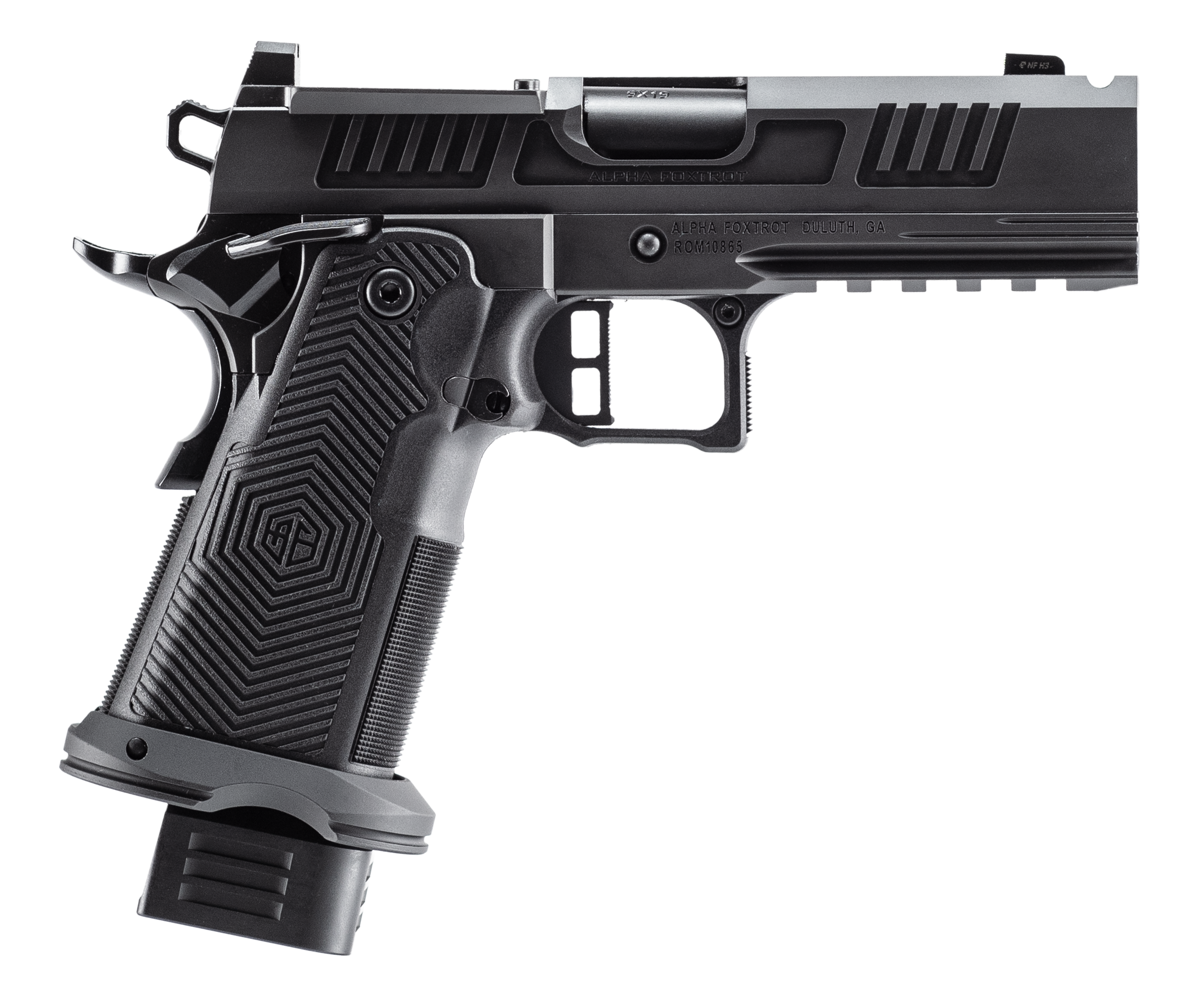 Alpha Foxtrot(R) - AA39X1CIH-XDBK19 - AF1911 Romulus Ported 9mm Luger 4.25" Semi Auto 20+1 DLC Black Pistol