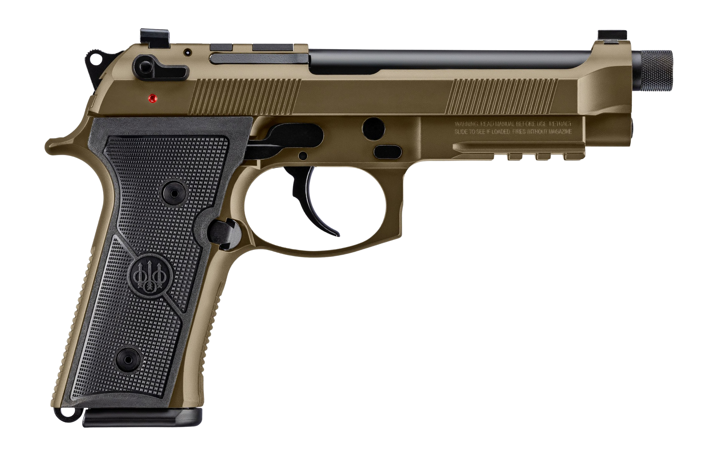 Beretta M9A4 Overlanding Bronze 9mm 5.1 Threaded Barrel 15-Rounds w/ Flashlight  Compass  10mm Socket