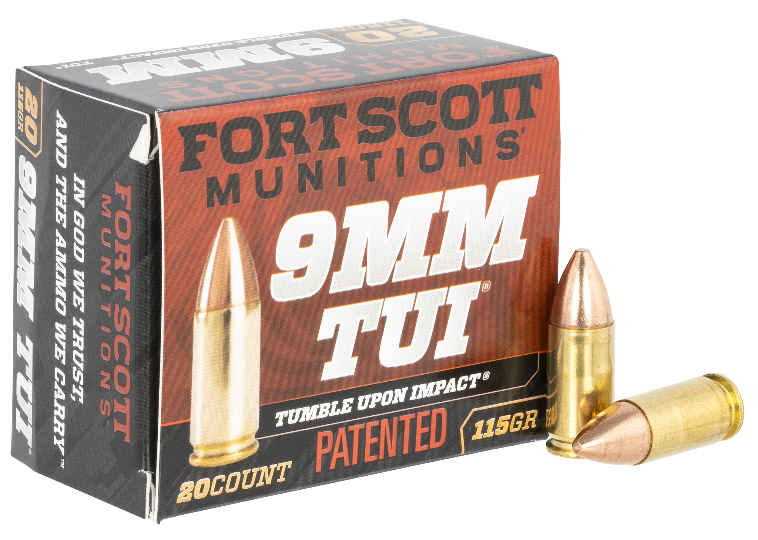 Fort Scott Munitions Tumble Upon Impact 9mm 115 Grain Solid Copper Spun 9MM115SCV (Box)
