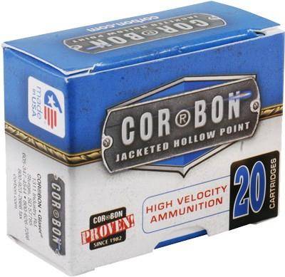 Corbon 9mm 125 grain JHP +P box, the fastest load in this comparison at 1,250 fps