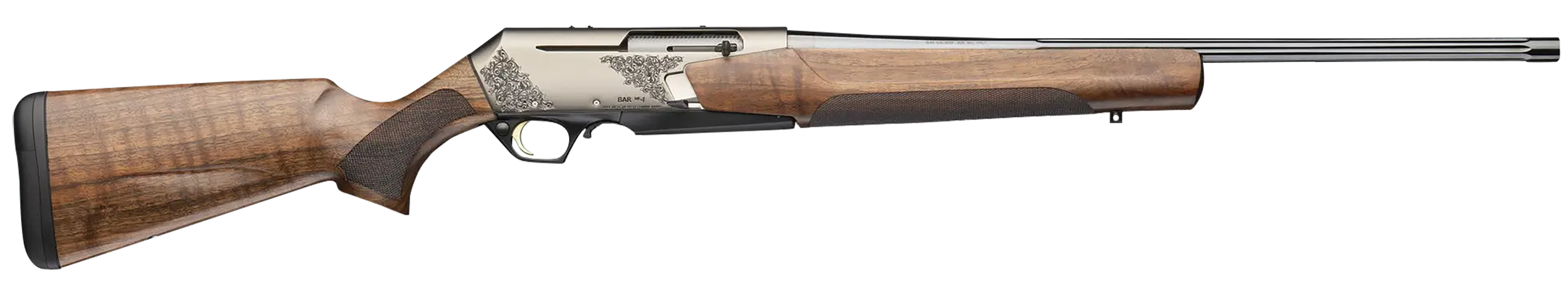 Browning BAR MK 4 Medallion Semi Automatic Rifle 308 Winchester 22" Fluted Blued Barrel Nickel Frame Turkish Walnut Field Stock
