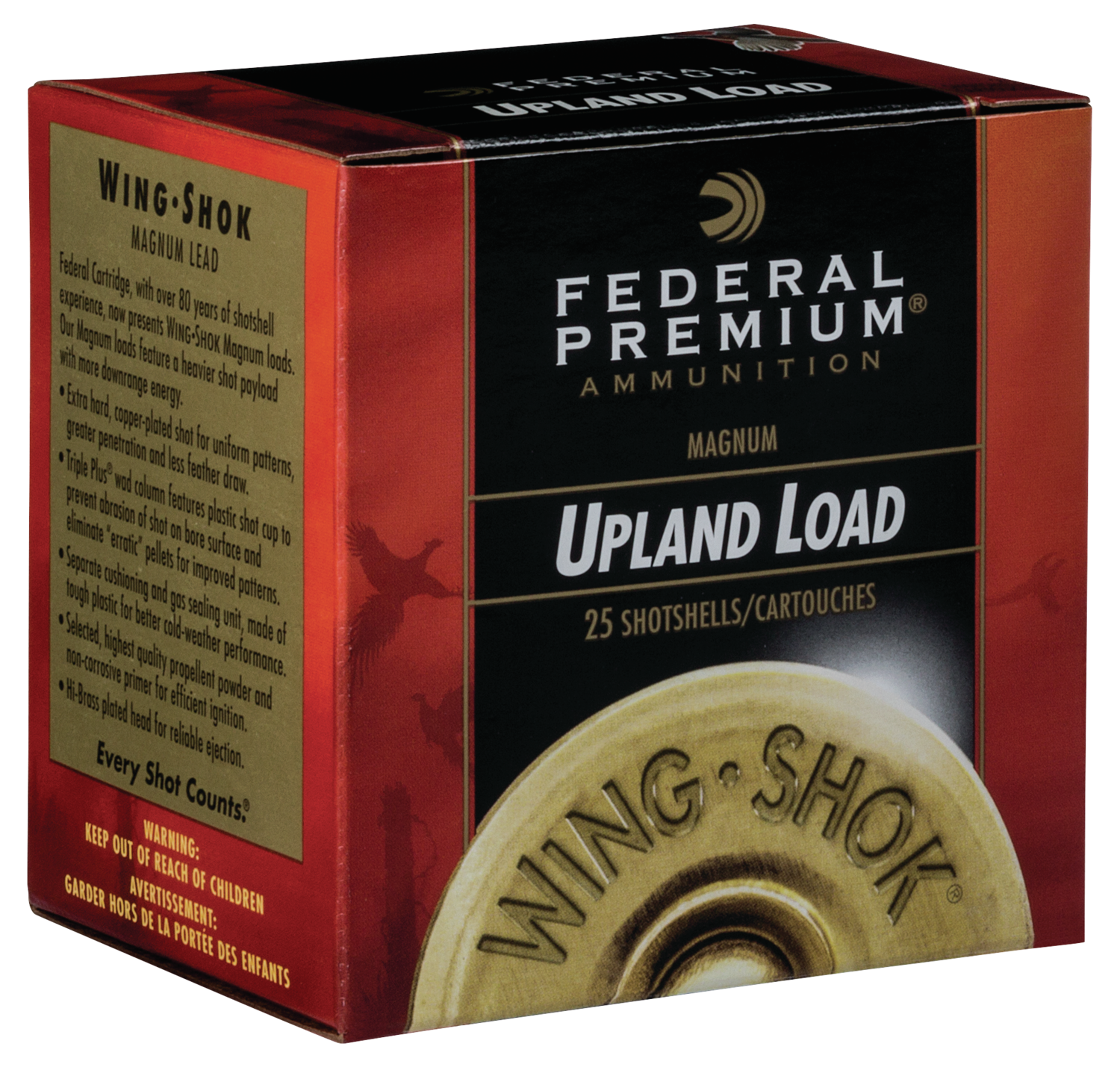 Federal Wing Shok Hv 12ga 2.75'''' 1-1/8oz #7.5 25/Bx - Premium Upland Hv 12 Gauge 2-3/4'''' 1-1/8oz #7.5 Shot 25/Box