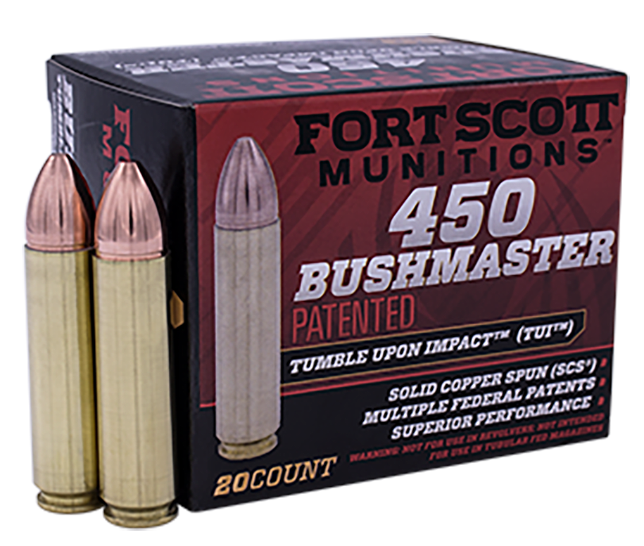 Fort Scott Munitions Tumble Upon Impact 450 Bushmaster 250 Grain Solid Copper Spun (Box)