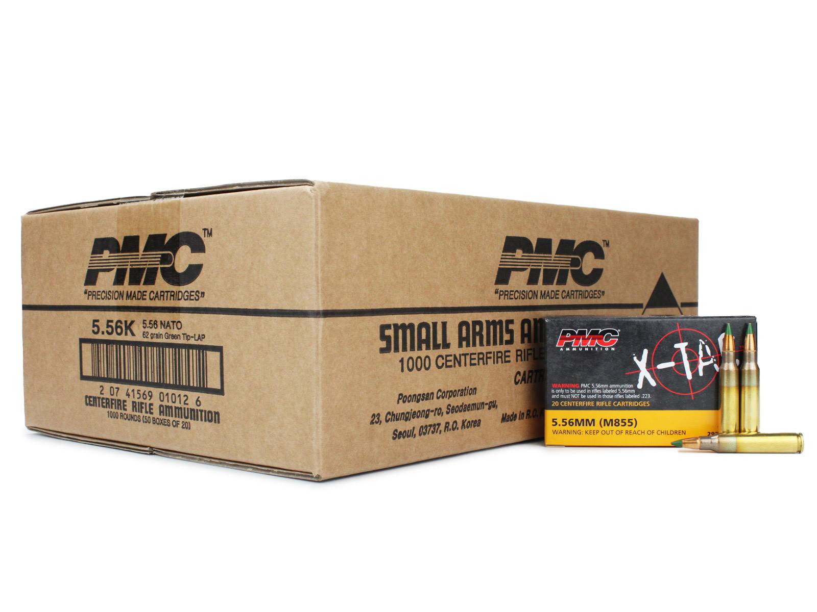 PMC XTAC M855 BALL 5.56 62GR CENTERFIRE RIFLE AMMUNITION 1000RD CASE