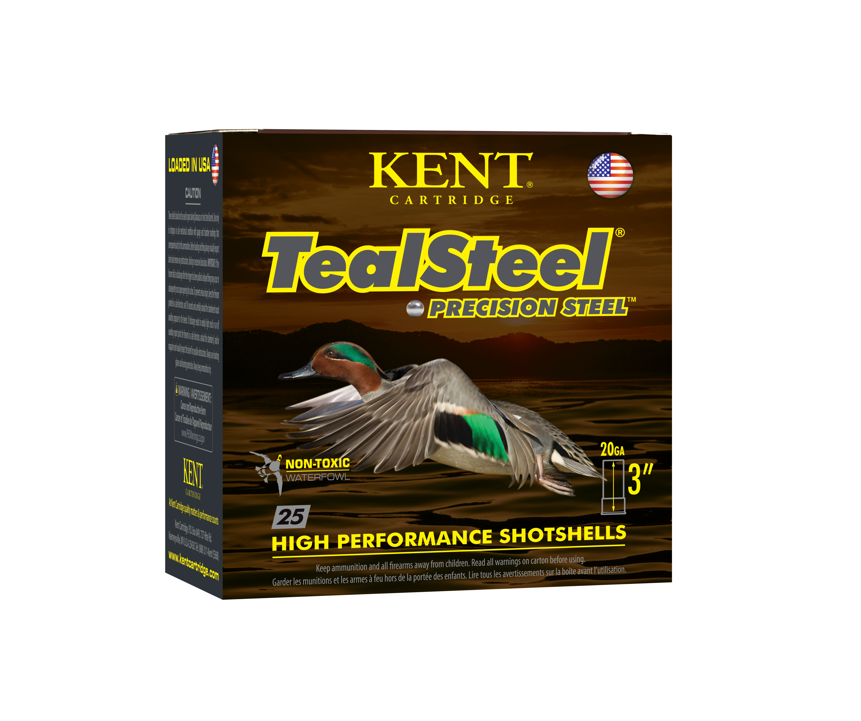 KENT CARTRIDGE TEAL STEEL WATERFOWL 20 GAUGE 3-INCH 1OZ 6 SHOT 25 ROUNDS PER BOX