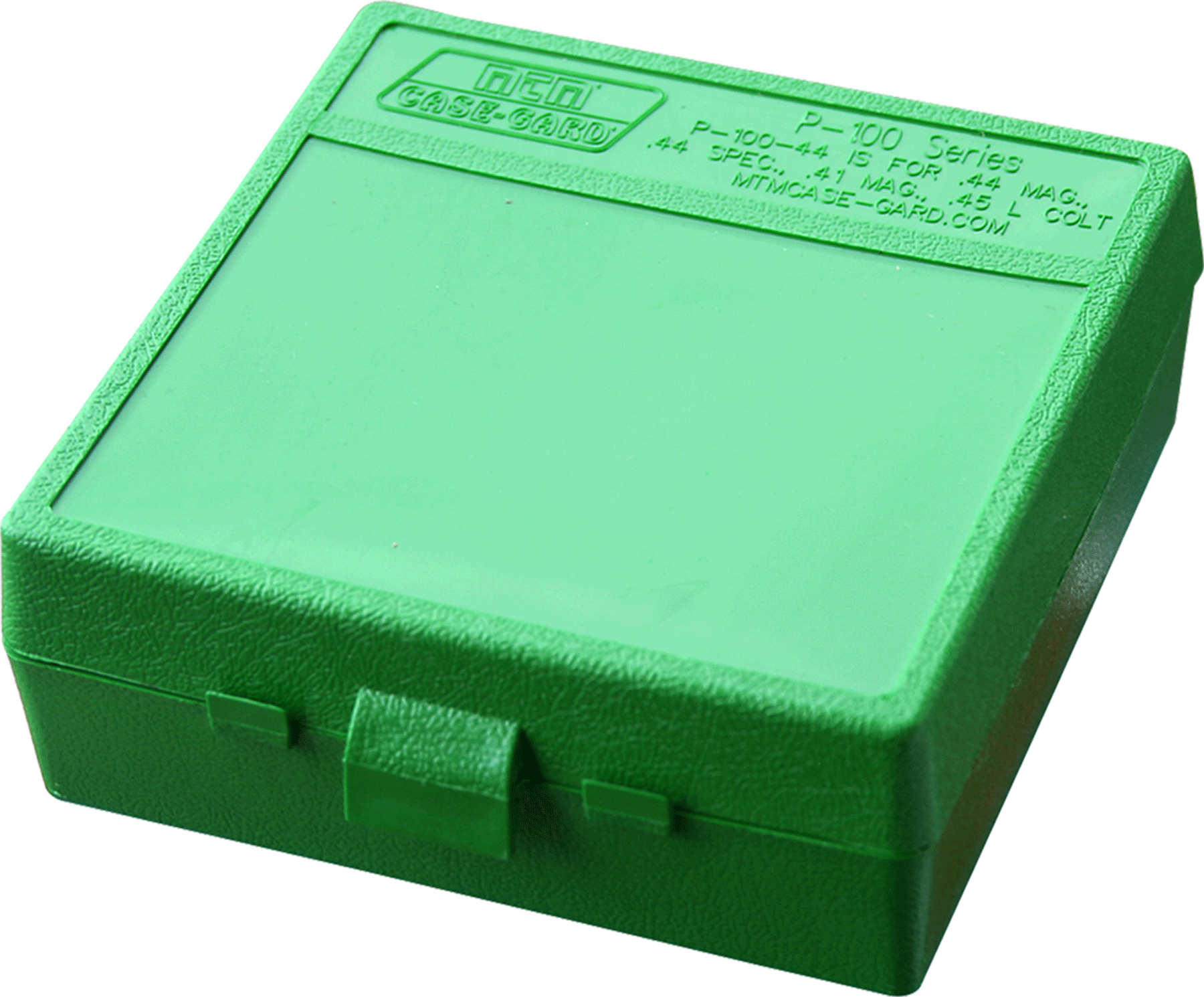MTM Flip Top Ammo Box 41 Remington Magnum, 44 Remington Magnum, 45 Colt (Long Colt) 100-Round Plastic Green