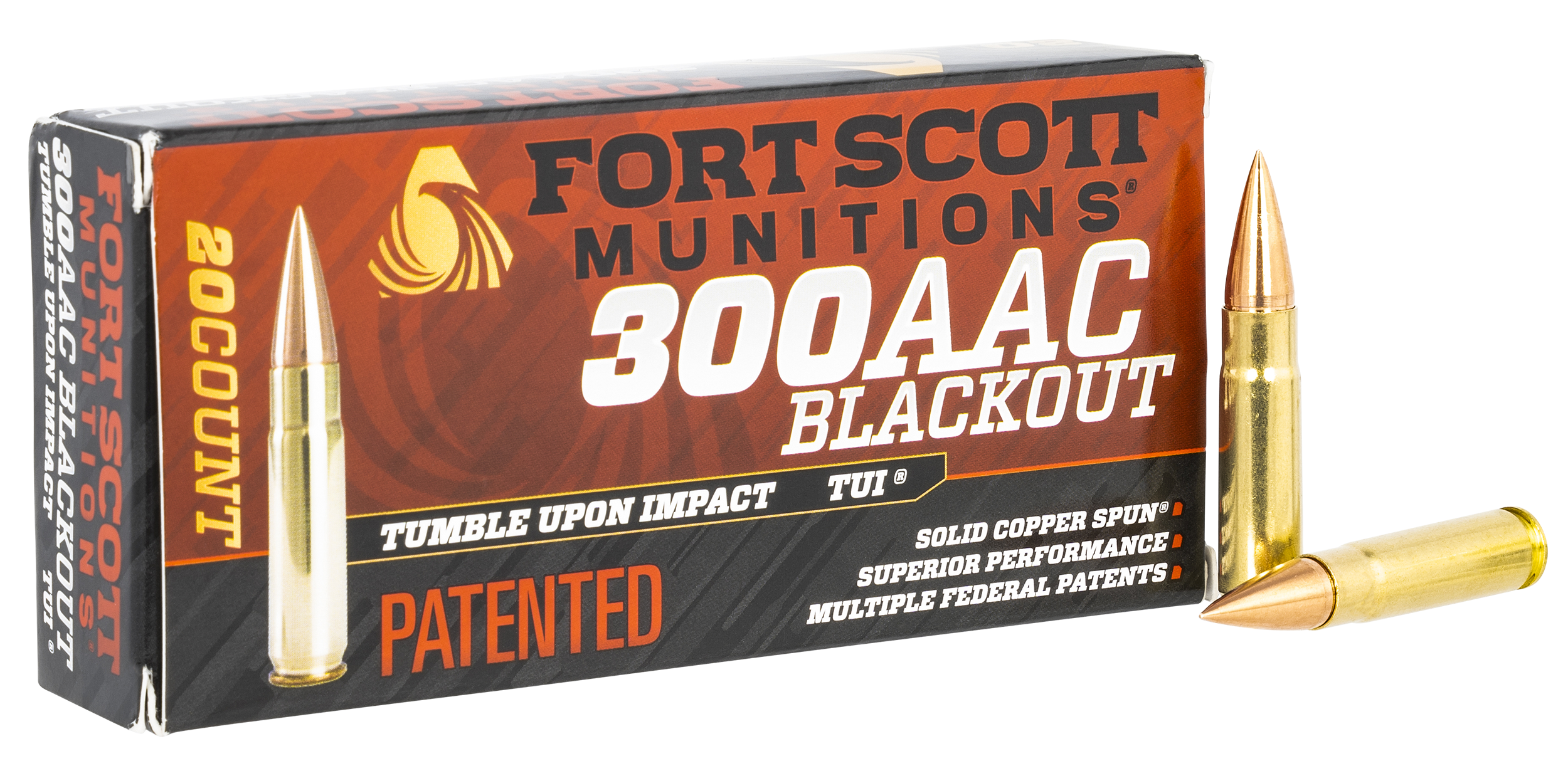 Fort Scott Munitions Tumble Upon Impact 300 Blackout 115 Grain Solid Copper Spun (Box)
