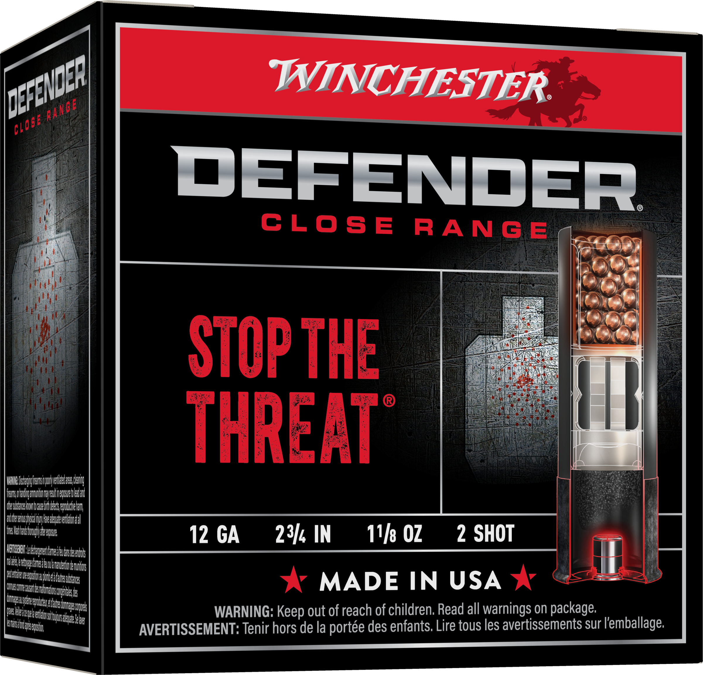 Winchester Defender 12 Gauge 2.75 1 1/8 oz 2 Shot S122PD25 (Box)