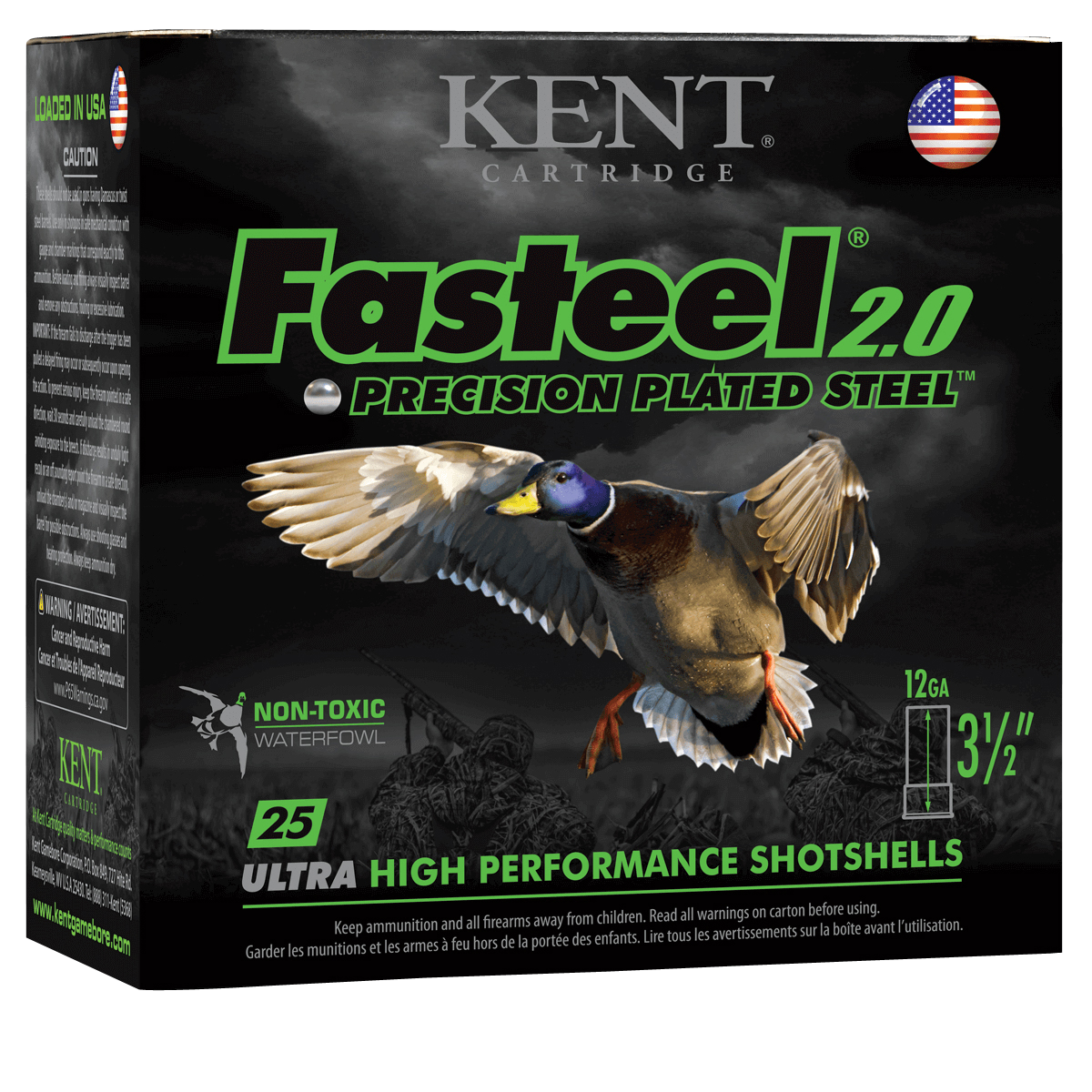Kent Fasteel 2.0 Precision Plated Steel 12 GA  3-1/2  1 3/8 oz  1550 fps  25 Rounds per Box