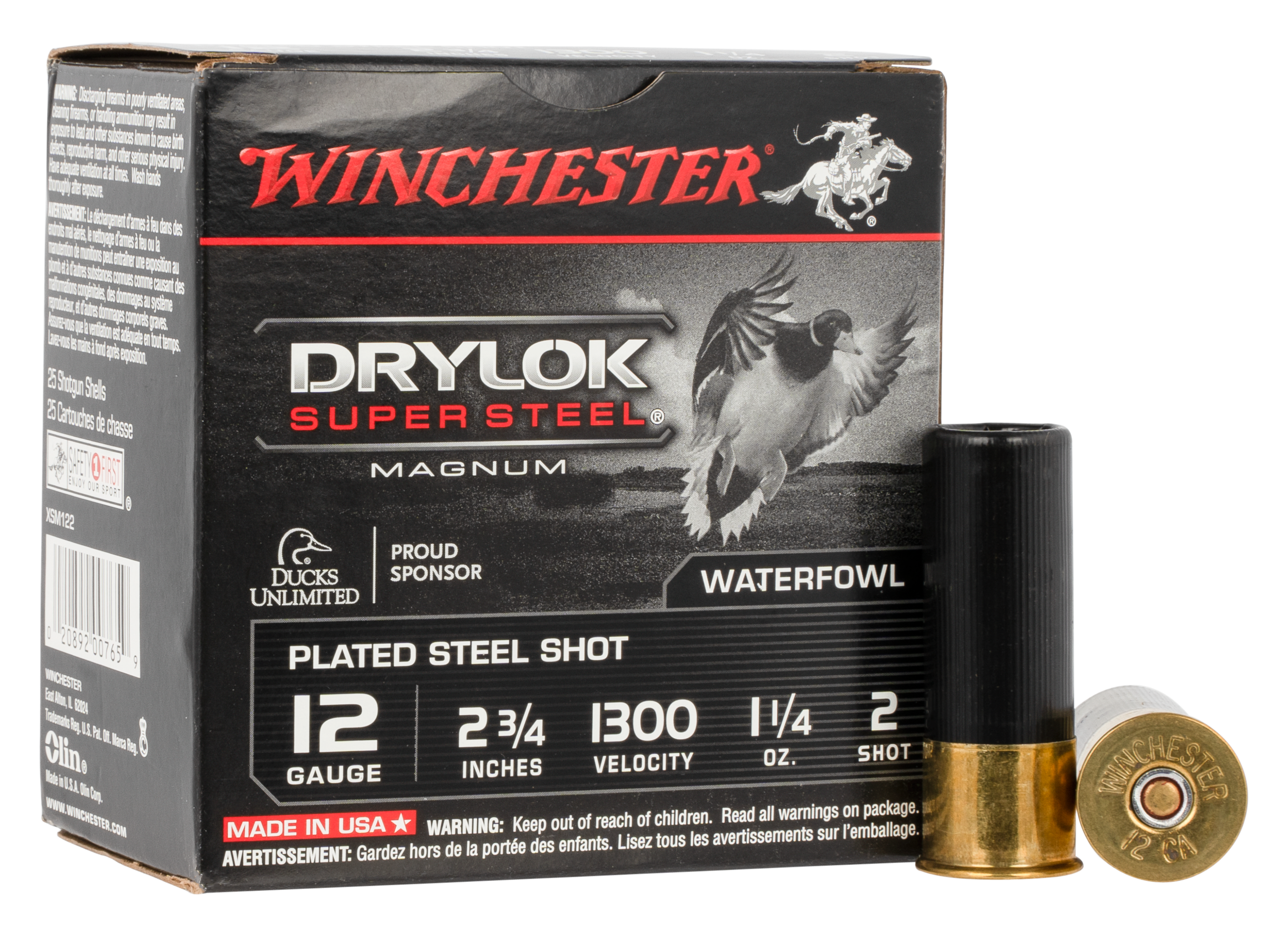 Winchester Drylok Super Steel 12 Gauge 2.75 1 1/4 oz 2 Shot XSM122 (Box)