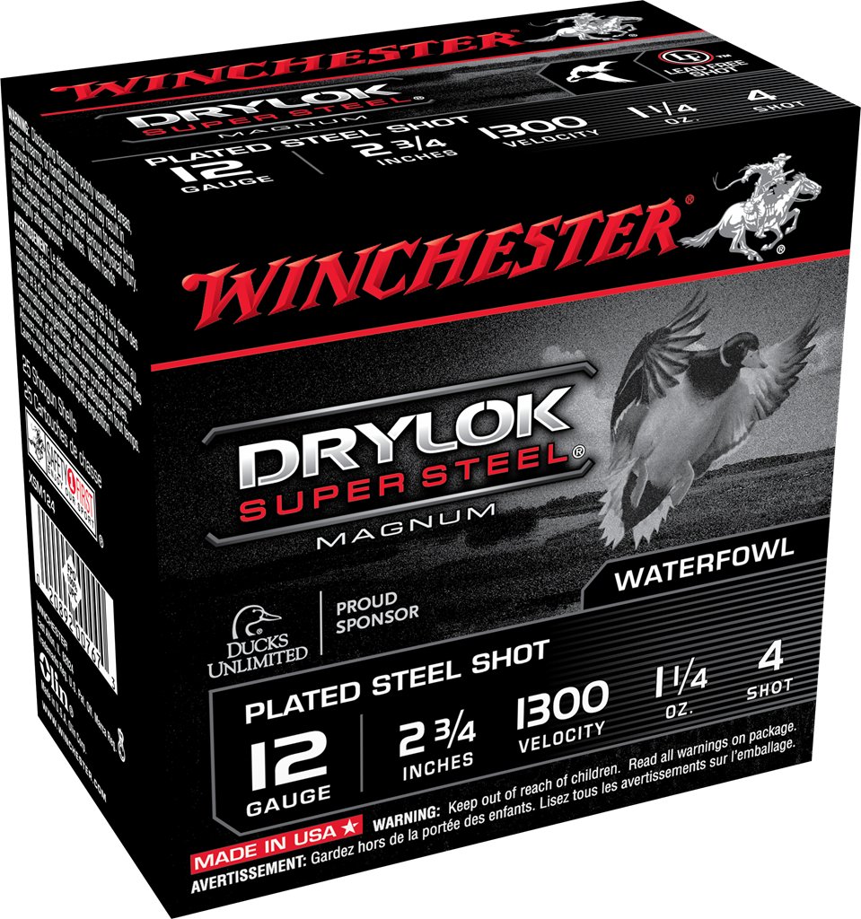 Winchester Drylok Super Steel 12 Gauge 2.75 1 1/4 oz 4 Shot XSM124 (Box)