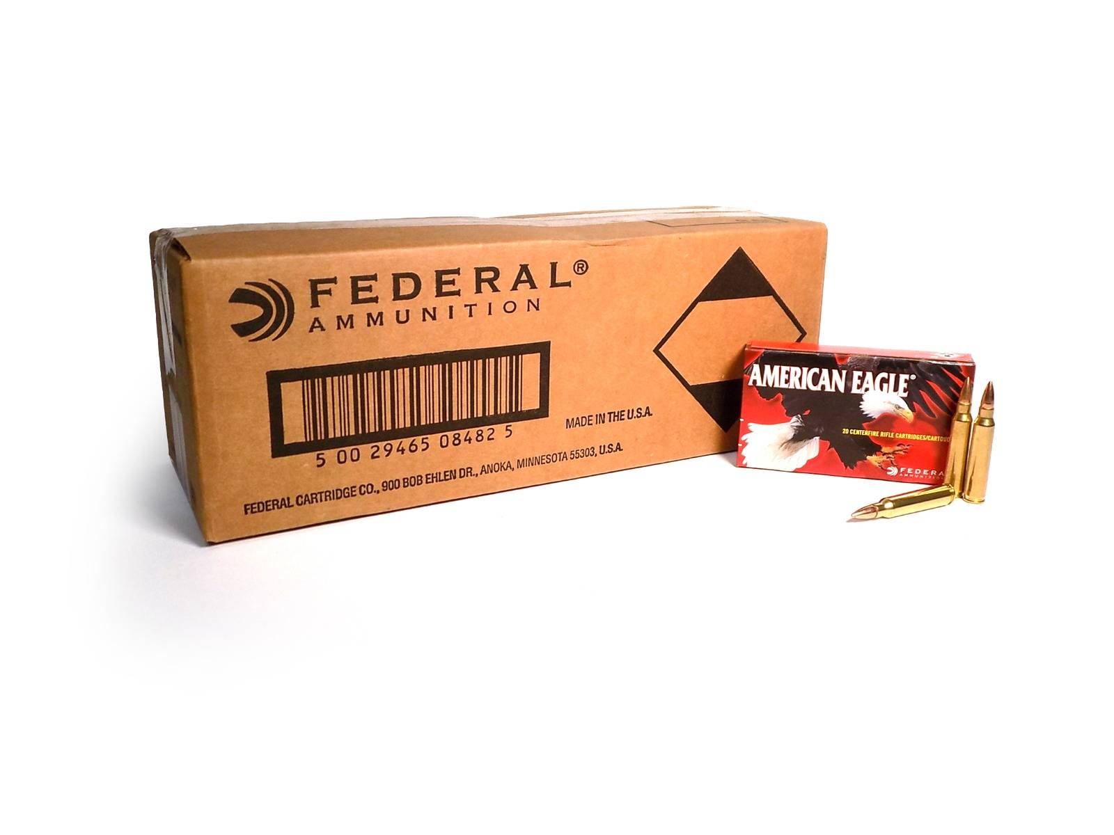 Federal American Eagle 223 Remington Ammo 55 Grain Full Metal Jacket Case of 500 (25 Boxes of 20)