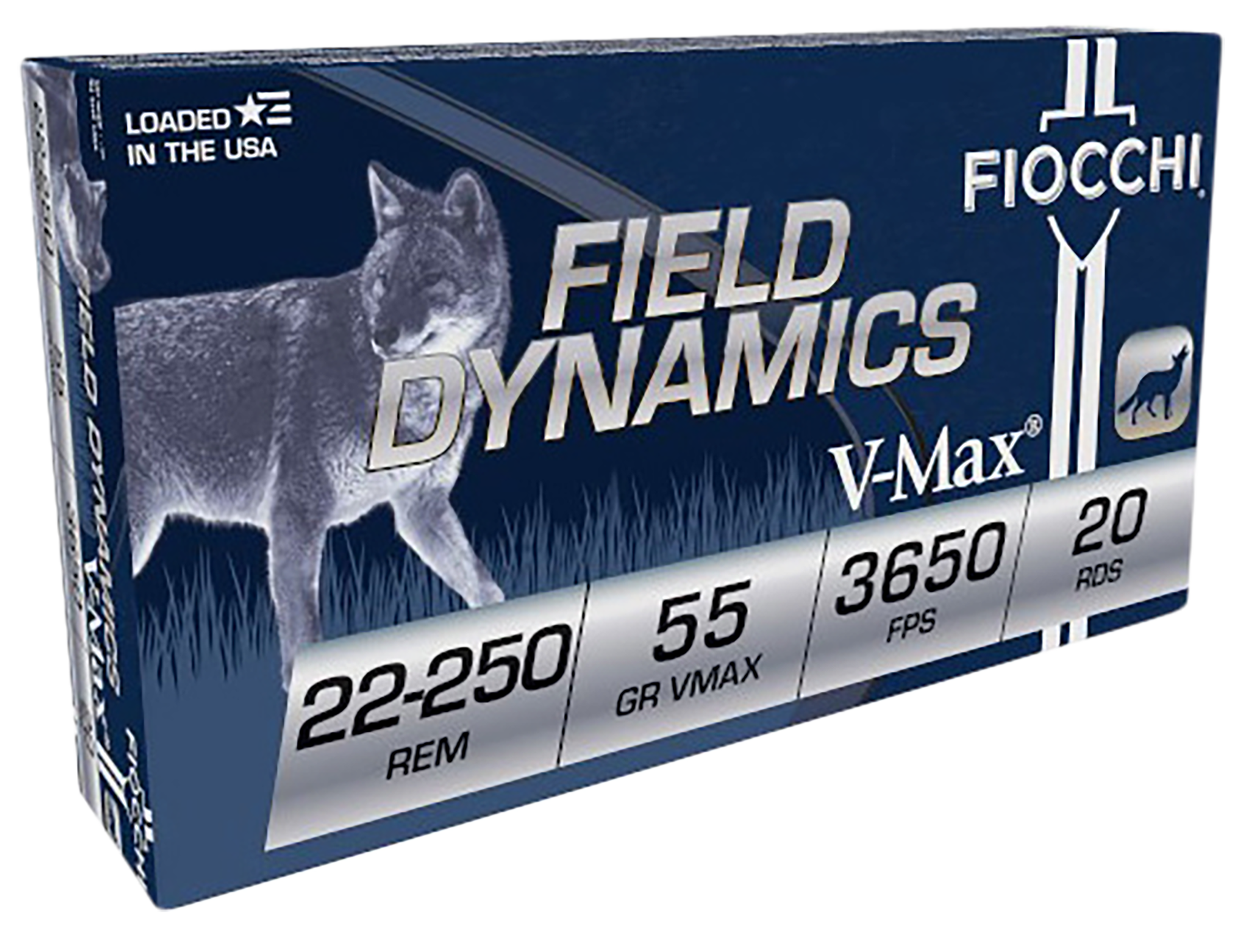 Fiocchi Field Dynamics 22-250 Rem 55 Grain Hornady V Max (Box)