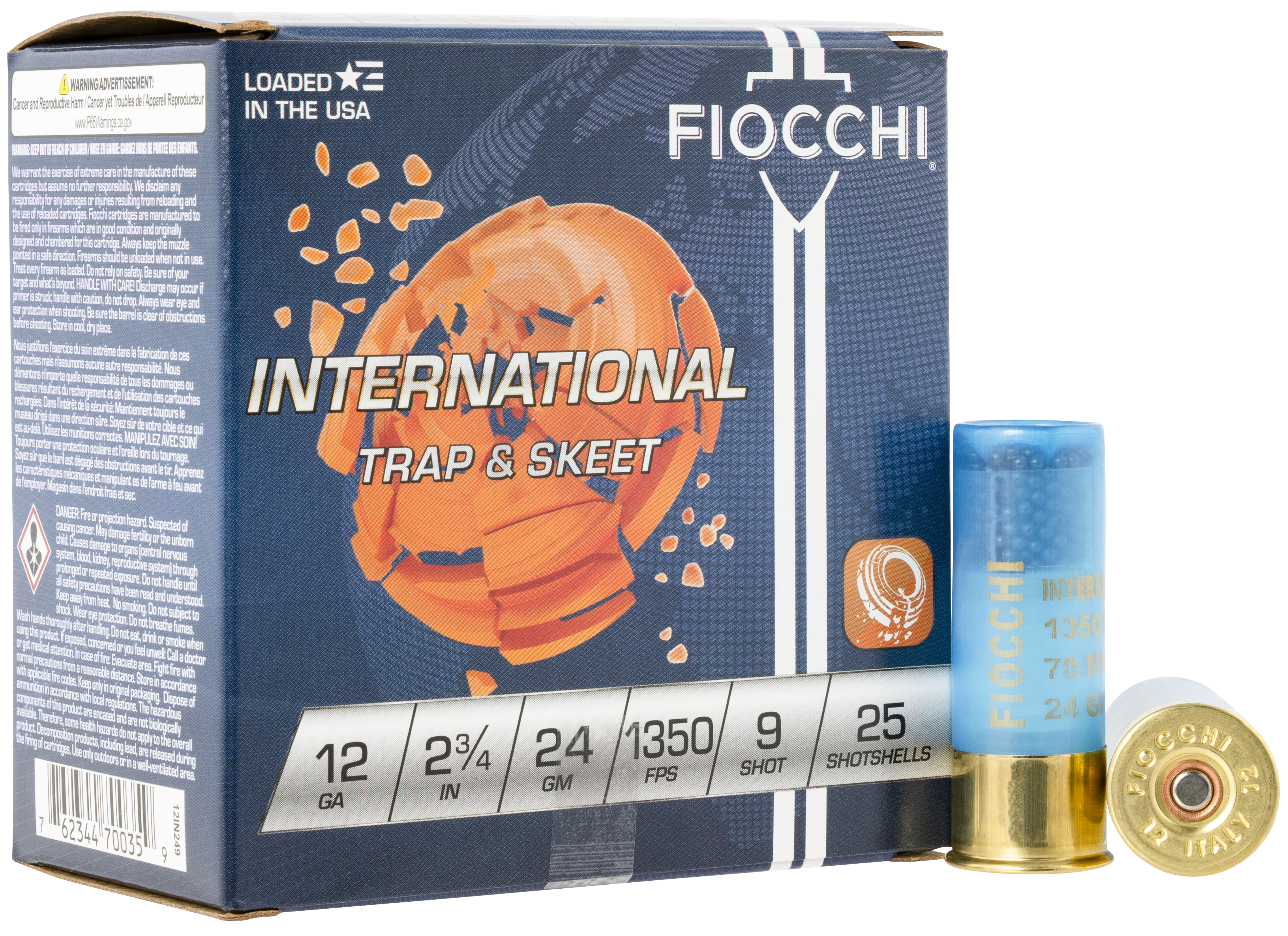 FIOCCHI INTL TARGET AMO 12GA 2.75 IN 24 GRAMS #9 1350 FPS 25-RD ( 10 BOXES PER CASE )