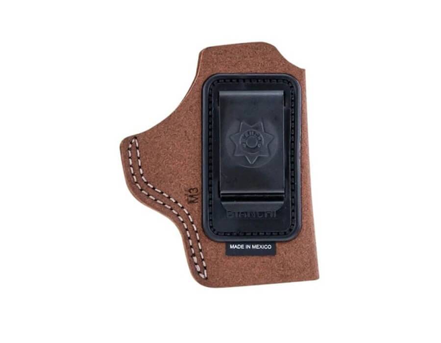 Bianchi Model 6 Right Hand Glock 19/23/26/27/36 Ultra Lightweight Inside-The-Waistband Holster, Rust Suede Tan - 18026