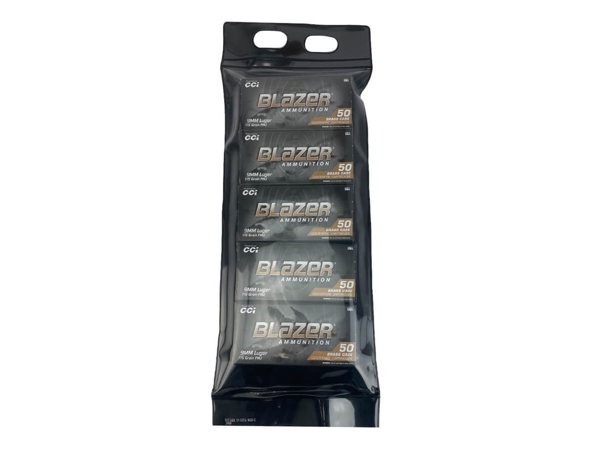 Ammo Deals of the Day 16 CCI Blazer Brass 9mm 115 Gr FMJ Battle Pack - Up To 75 Years Shelf Life! (250 Rounds)