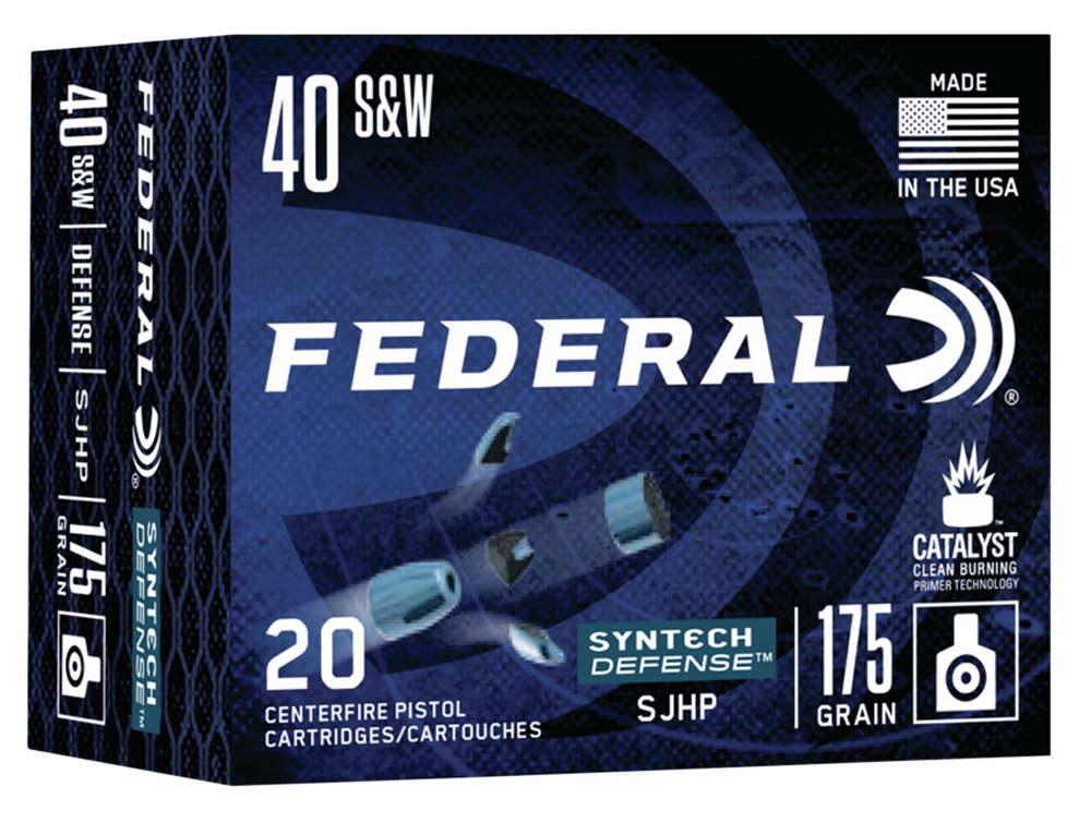 Federal Syntech Defense 40 S&W Ammo 175 Grain Federal Syntech Defense Jacketed Hollow Point Box of 20