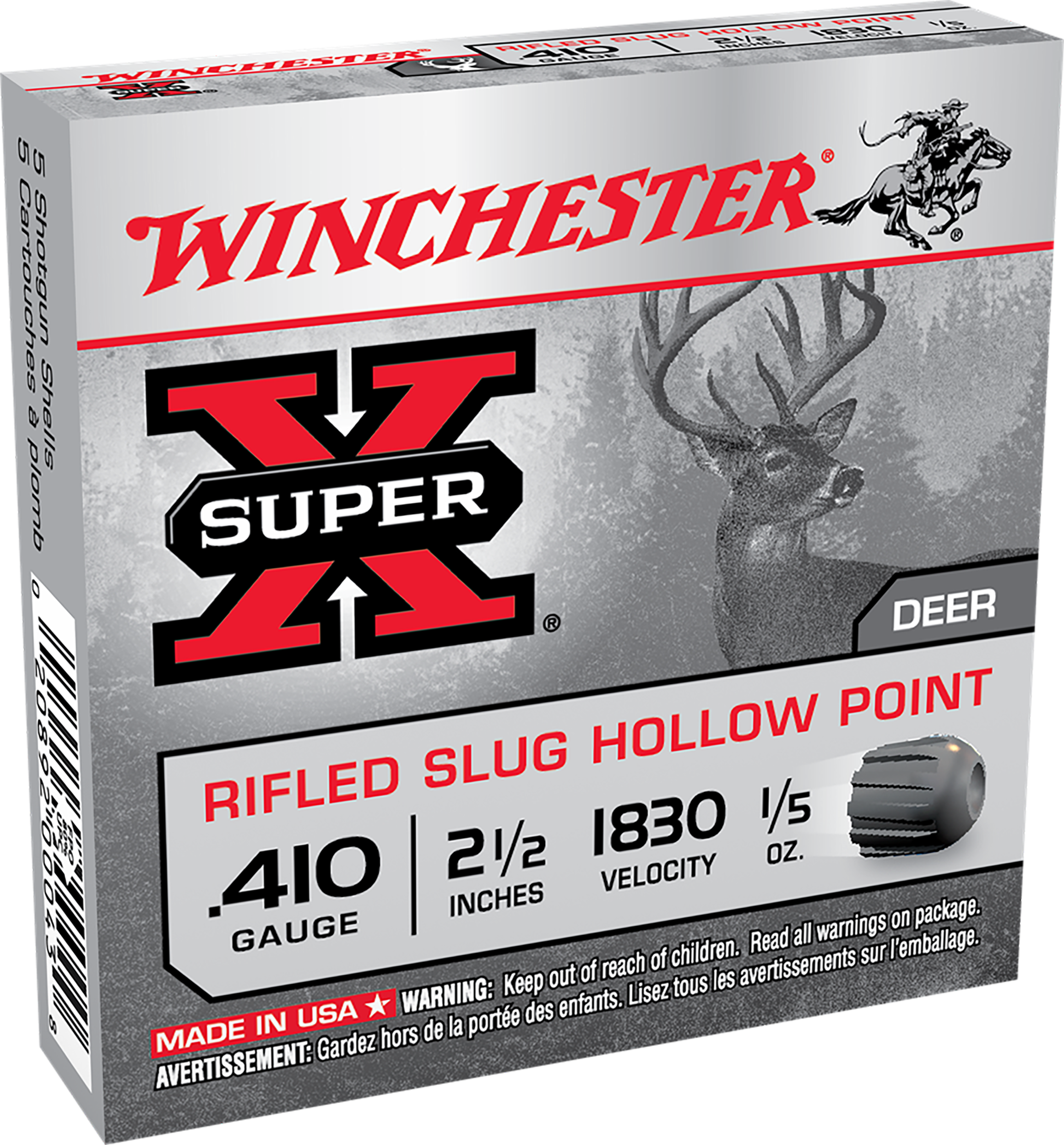 Winchester Super X 410 Gauge 2.50 1/5 oz Rifled Slug X41RS5 (Box)