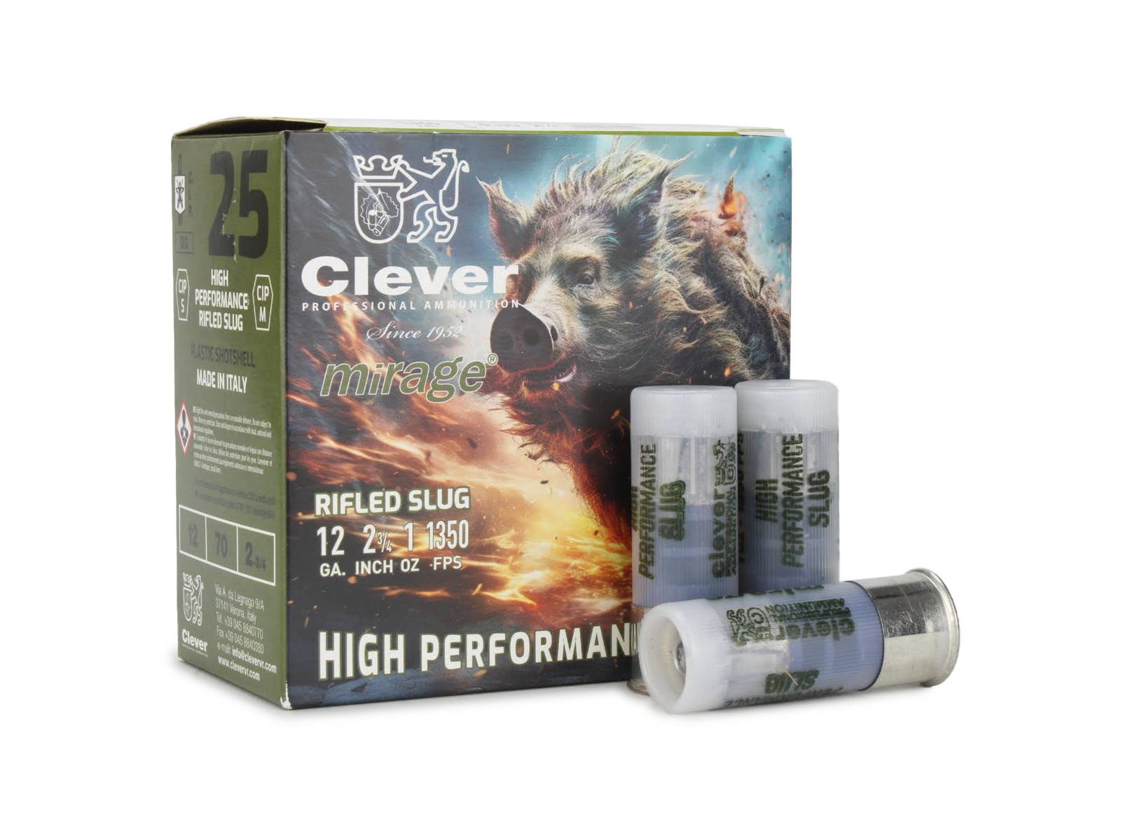 Clever Mirage 12 Gauge 2.75 1 oz Rifled Slug (Box)" 1165