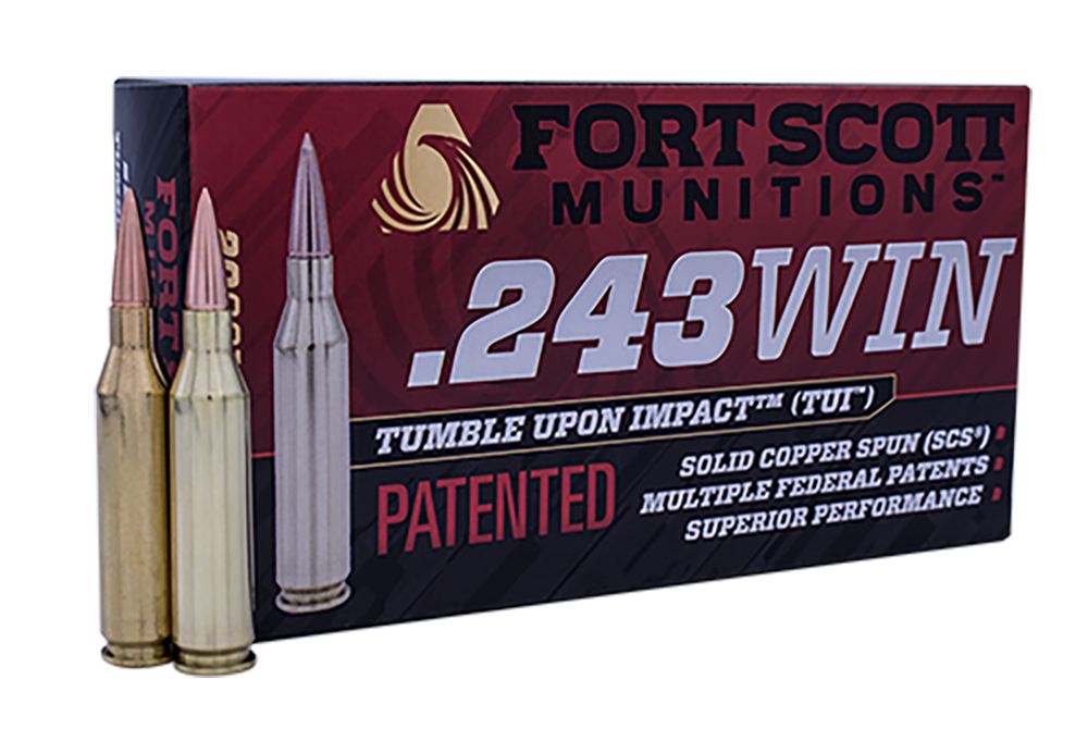 Fort Scott Munitions Tumble Upon Impact 243 Win 58 Grain Solid Copper Spun (Box)