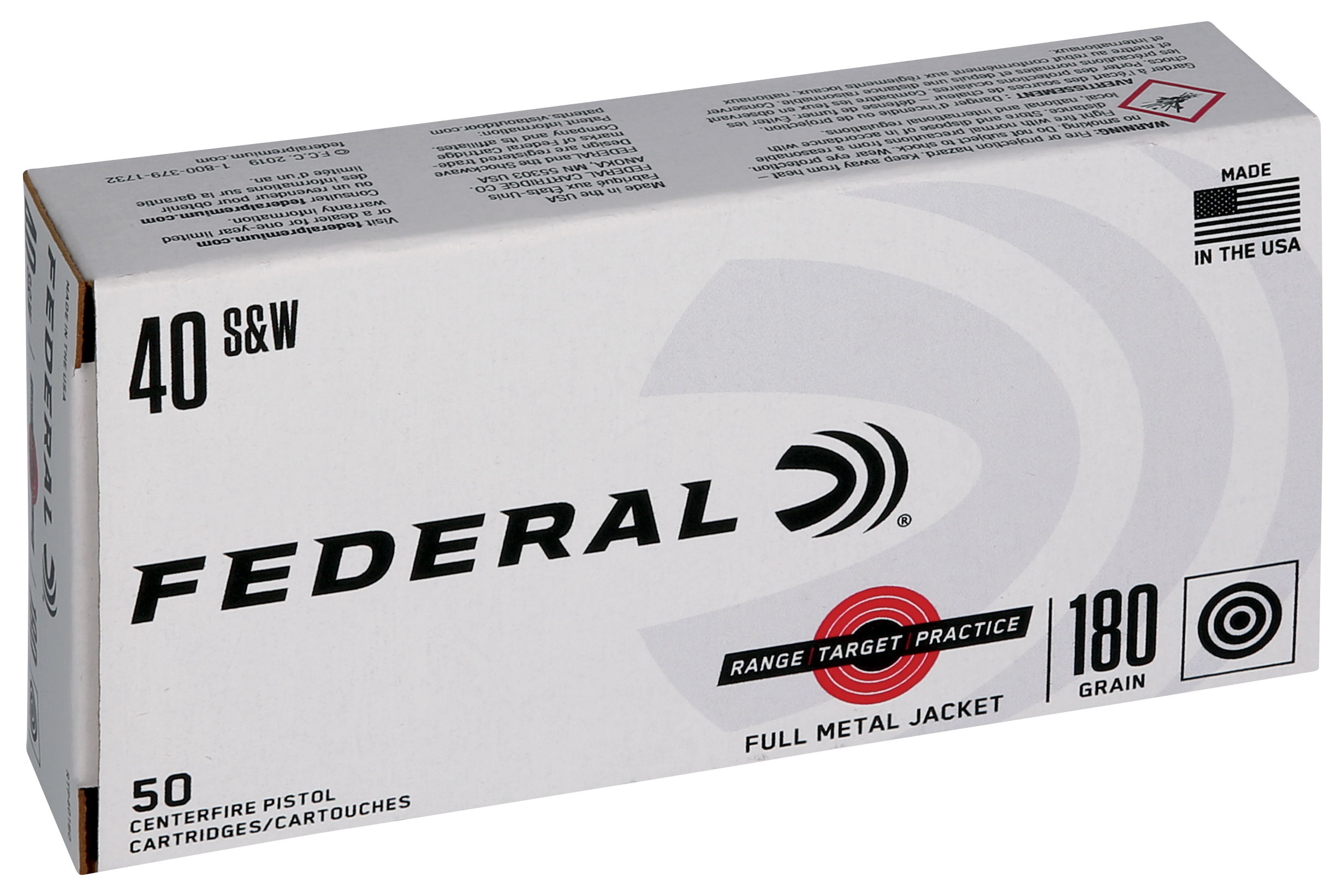 Federal Range & Target 40 S&W 180 Grain FMJ RTP40180 (Box)