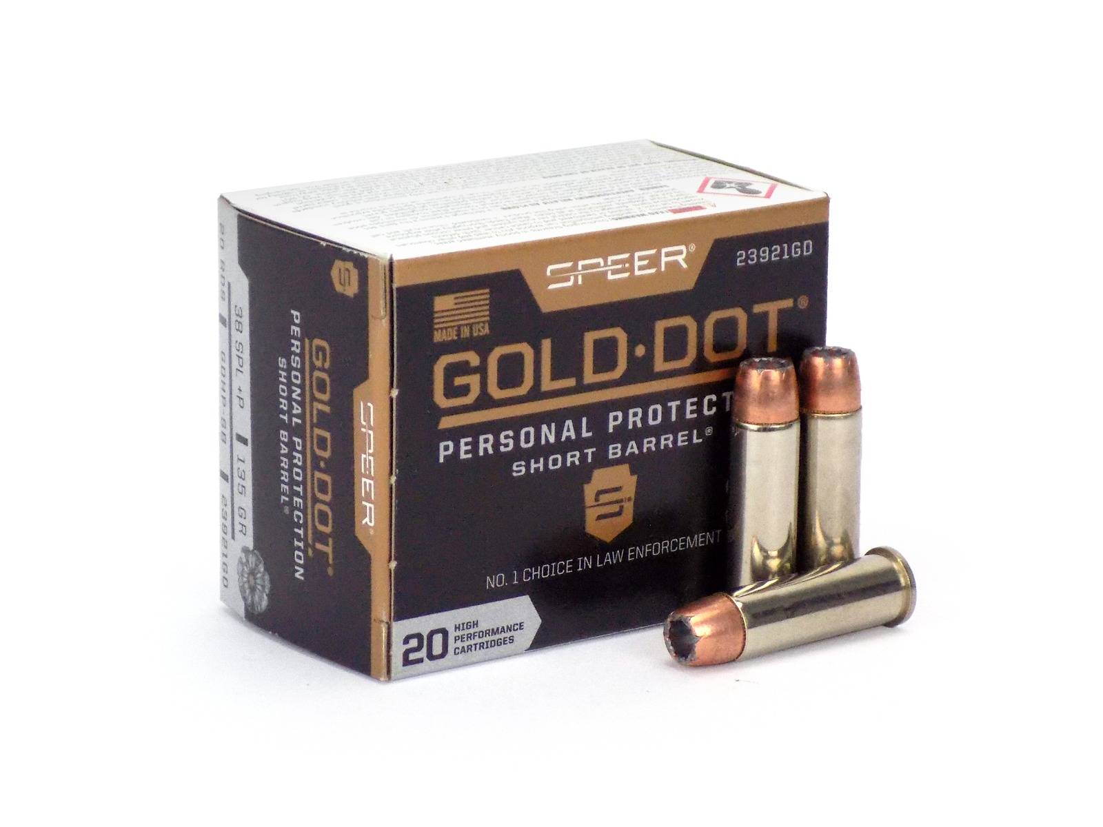 Speer Gold Dot Short-Barrel .38 Special 135 grain +P box for two-inch revolvers