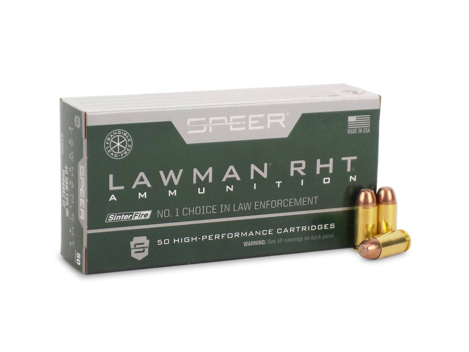 Speer Ammo 53375 Lawman RHT 40 S&W 125 gr Frangible 50 Bx/ 20 Cs