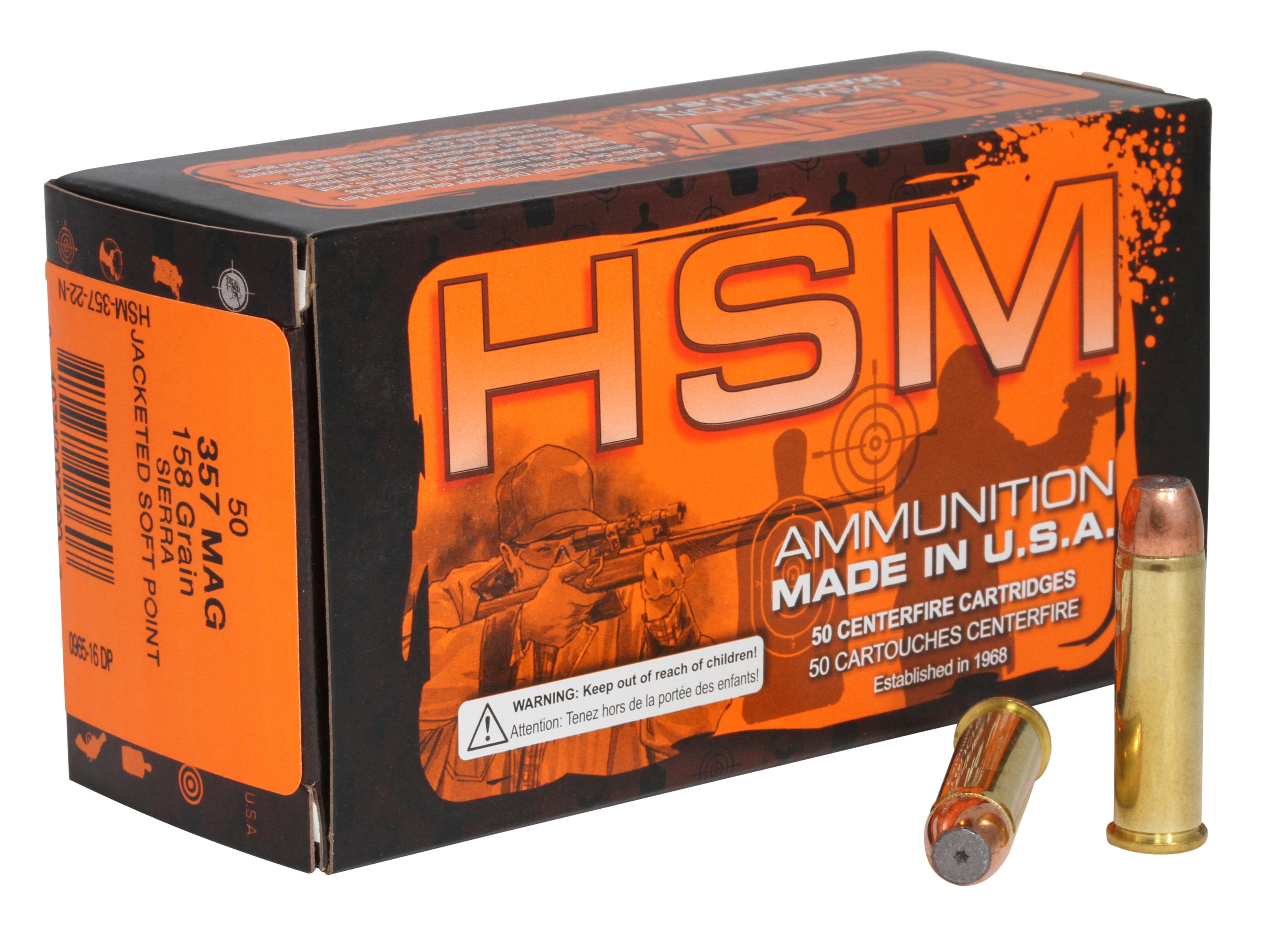 Hsm Pro Pistol 357 Magnum 158 Grain Jacketed Soft Point 35722N (Box)