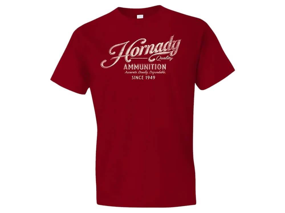 Hornady Men's Vintage Script T-Shirt Size Large (Cardnial Red)