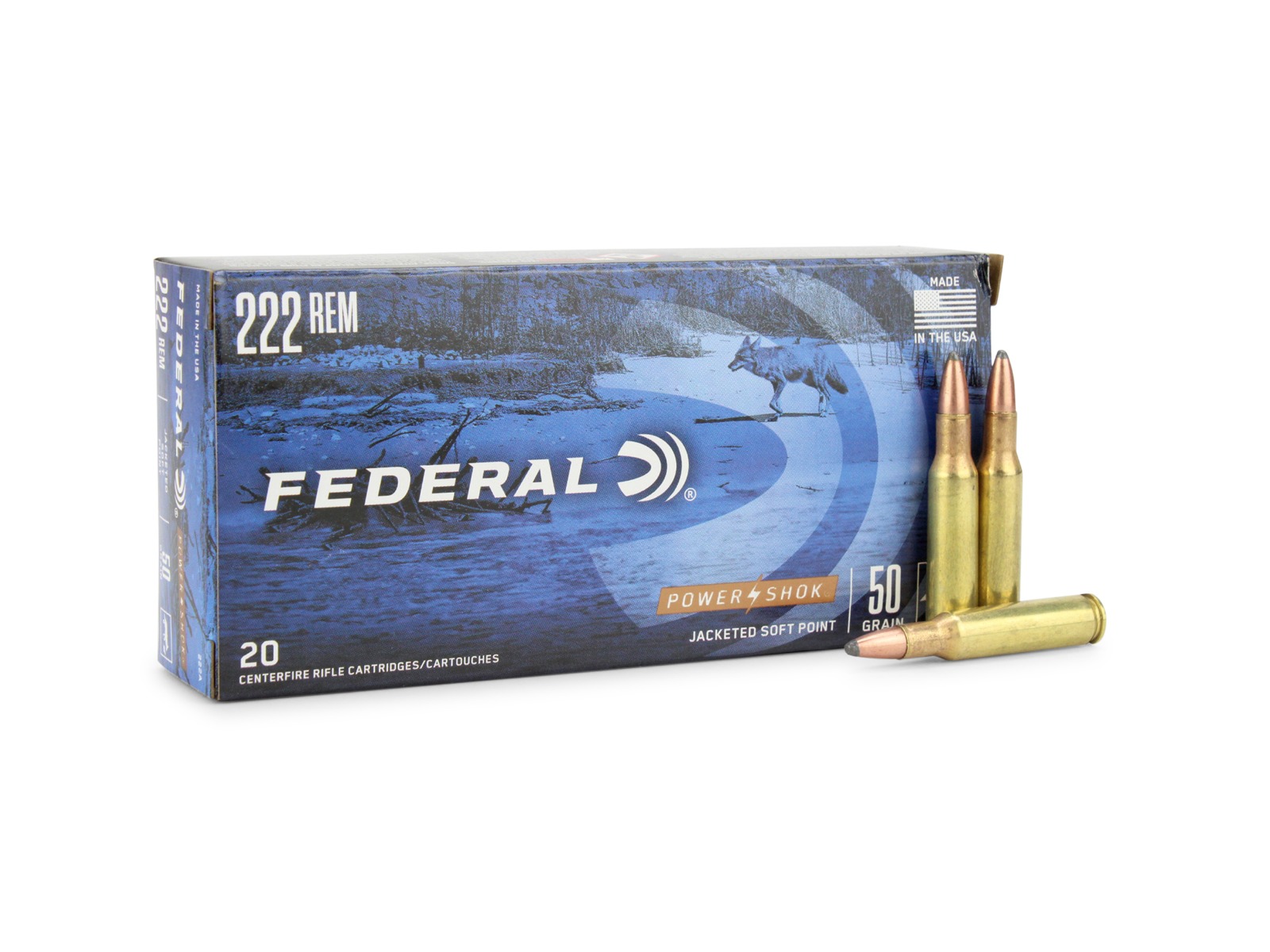 Federal Power-Shok 222 Rem 50 Gr Jacketed Soft Point (Box)