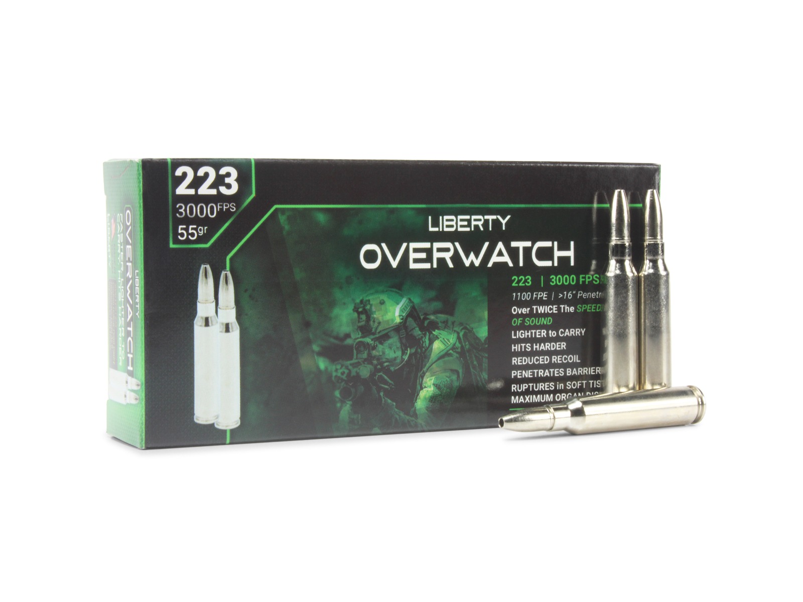 Liberty Overwatch 223 Remington 55 Grain Lead-Free Hollow Point Cavity (Box)