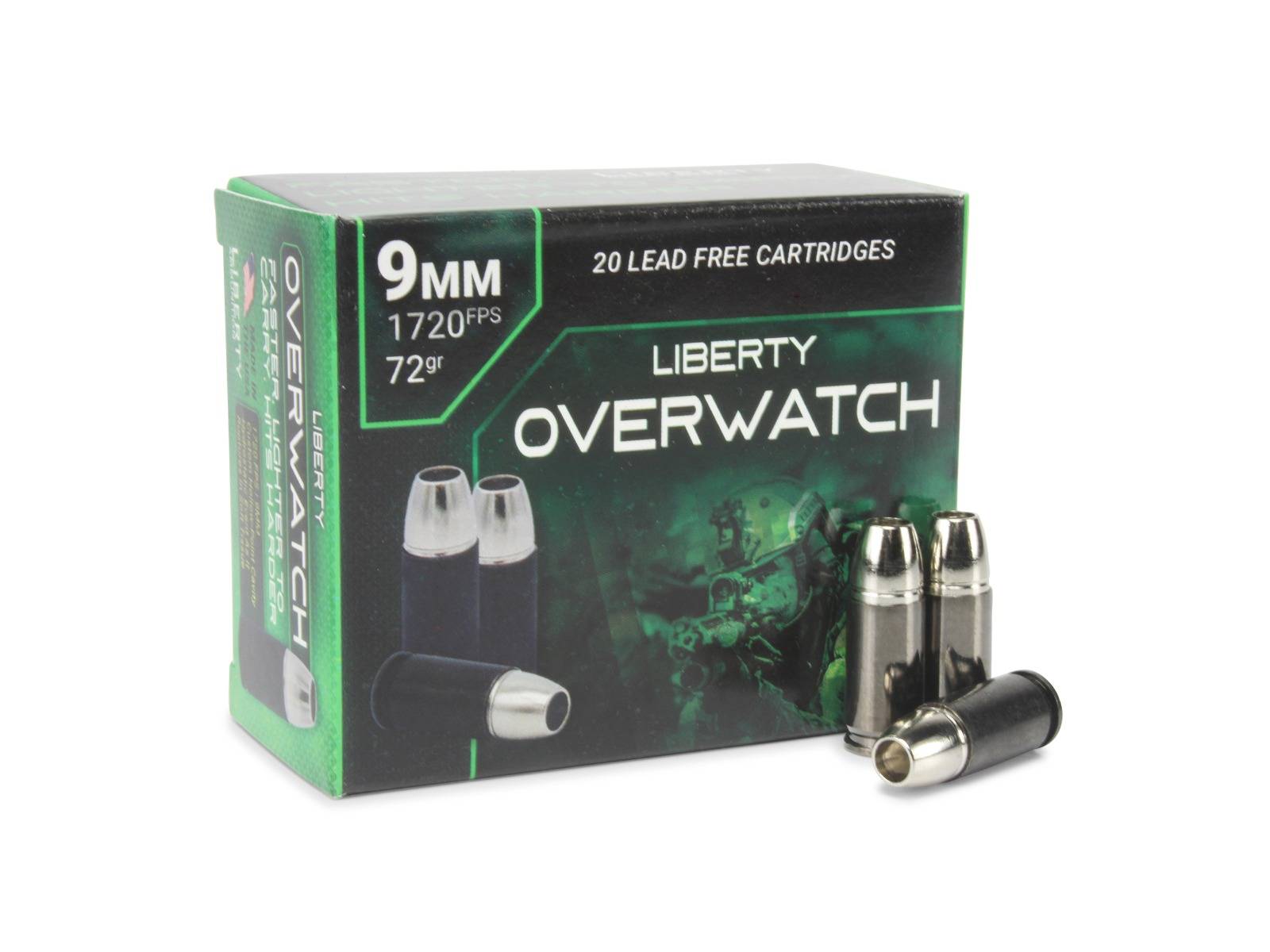 Liberty Overwatch 9mm 72 Gr Lead-Free HP Cavity (Box)