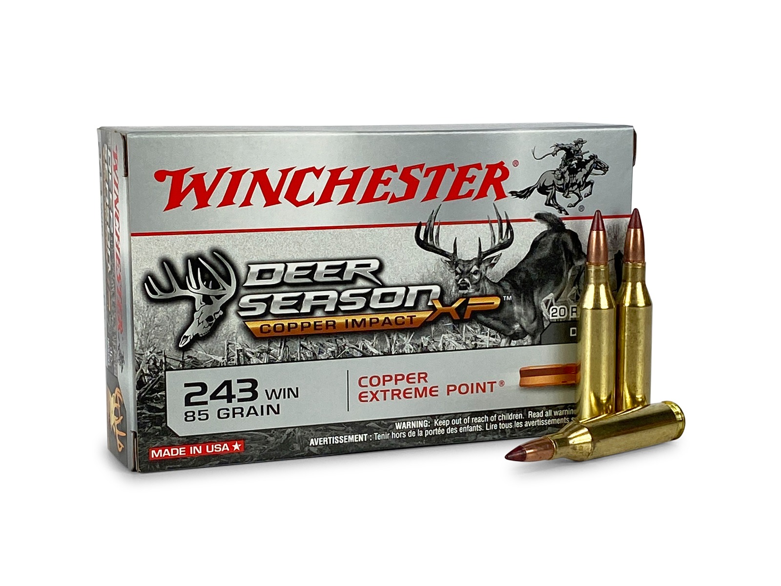 Winchester Deer Season XP Copper Impact 243 Winchester 85 Grain Copper Extreme Point (Box)