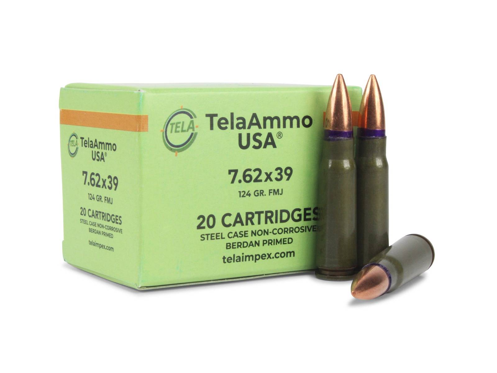 TelaAmmo 7.62x39mm 124 Grain FMJ (Box)