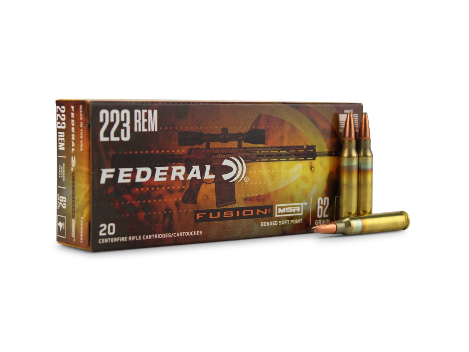 Federal Fusion MSR 223 Remington 62 Gr Bonded Soft Point (Box)