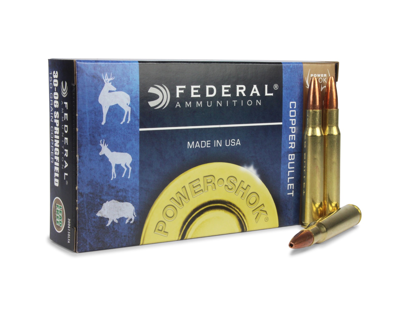 Federal Power-Shok 30-06 Springfield 150 Gr Copper HP (Box)