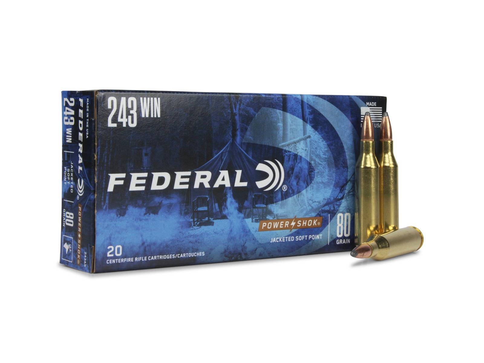 Federal Power-Shok .243 Win 80 Gr SP (Box)