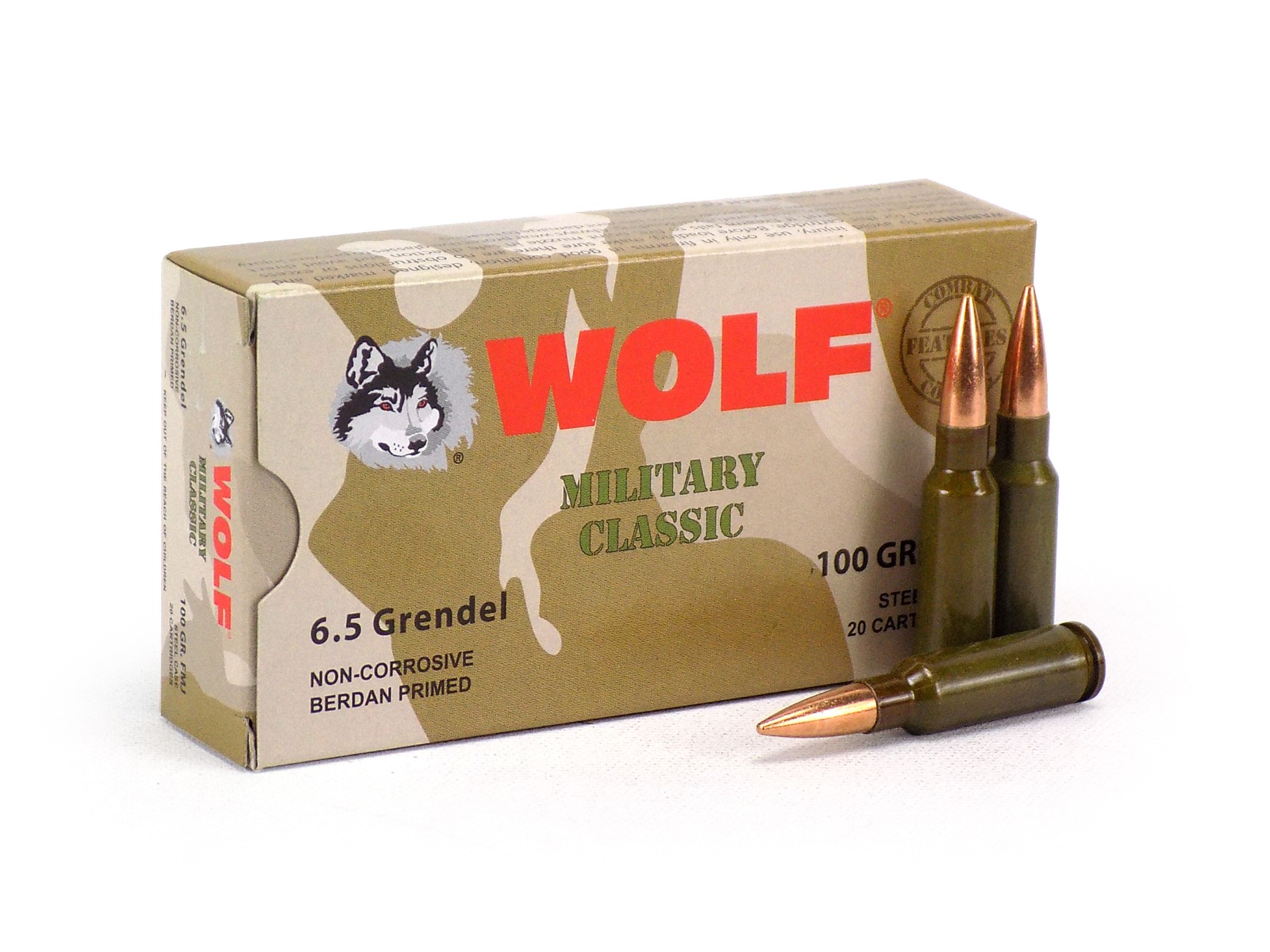 Wolf Military Classic 6.5 Grendel 100 Grain FMJ (Box)