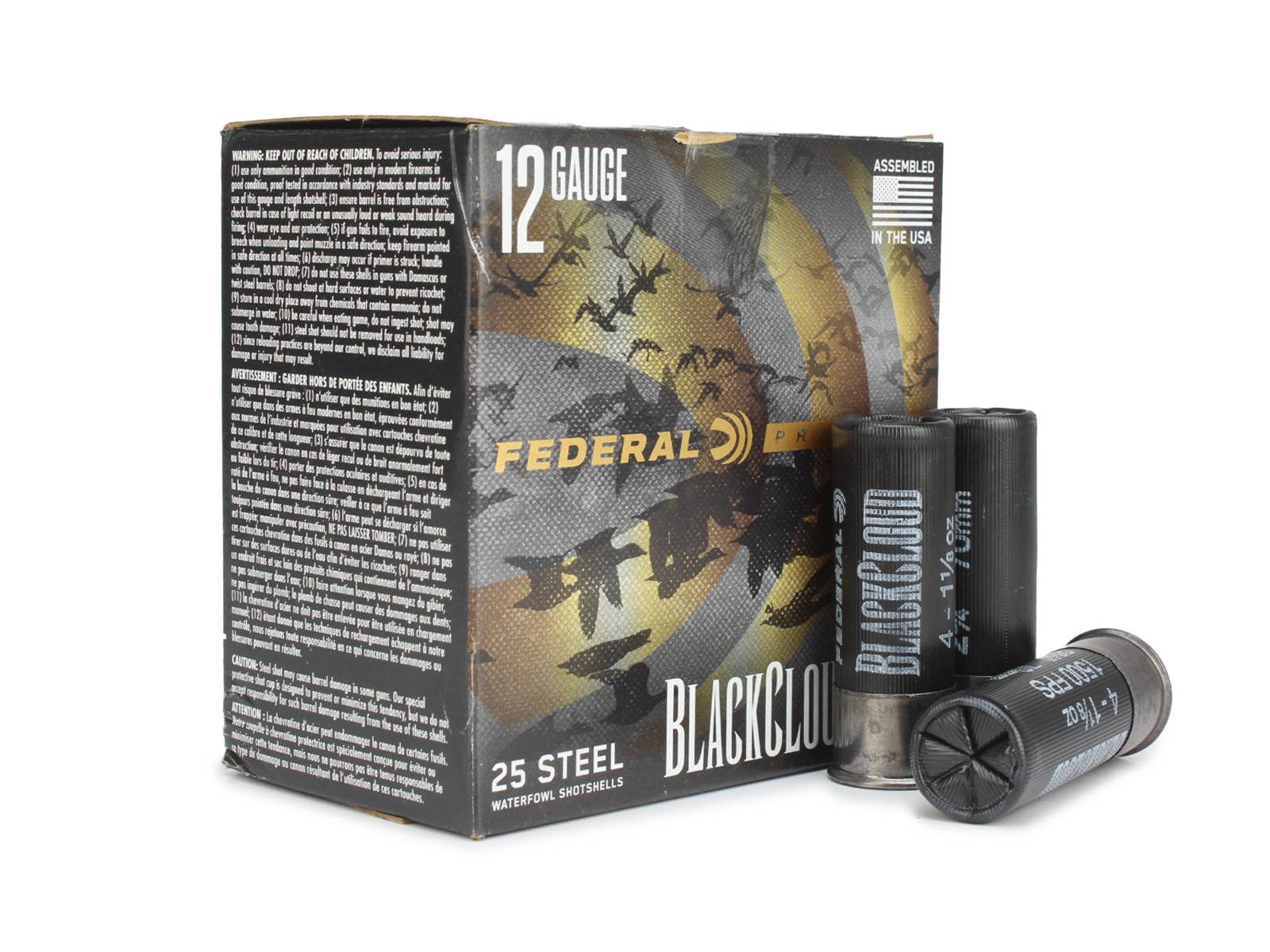 Black Cloud Fs Steel Ammo 12 Gauge 2-3/4'''' 1-1/8 Oz #4 Steel Shot - Blackout Fs Steel 12 Gauge 2-3/4'''' 1-1/8oz #4 Shot 25/Box
