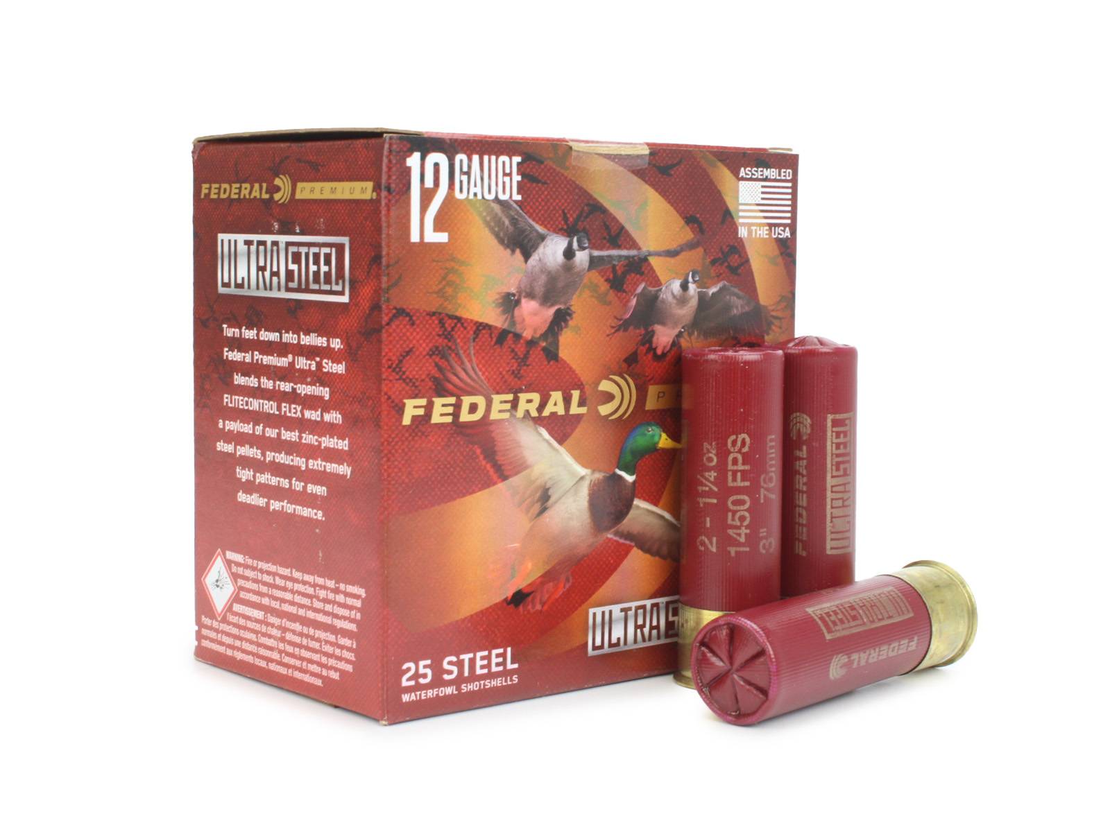 Federal Premium Ultra Steel 12 Gauge 3" #2 1-1/4 oz 25rds Shotshell - for Reliable Performance in Any Condition - PWUX1422
