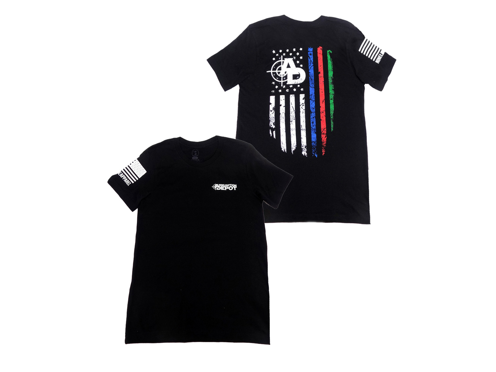 Ammunition Depot Nine Line Vertical Flag T-Shirt Black (3XL)