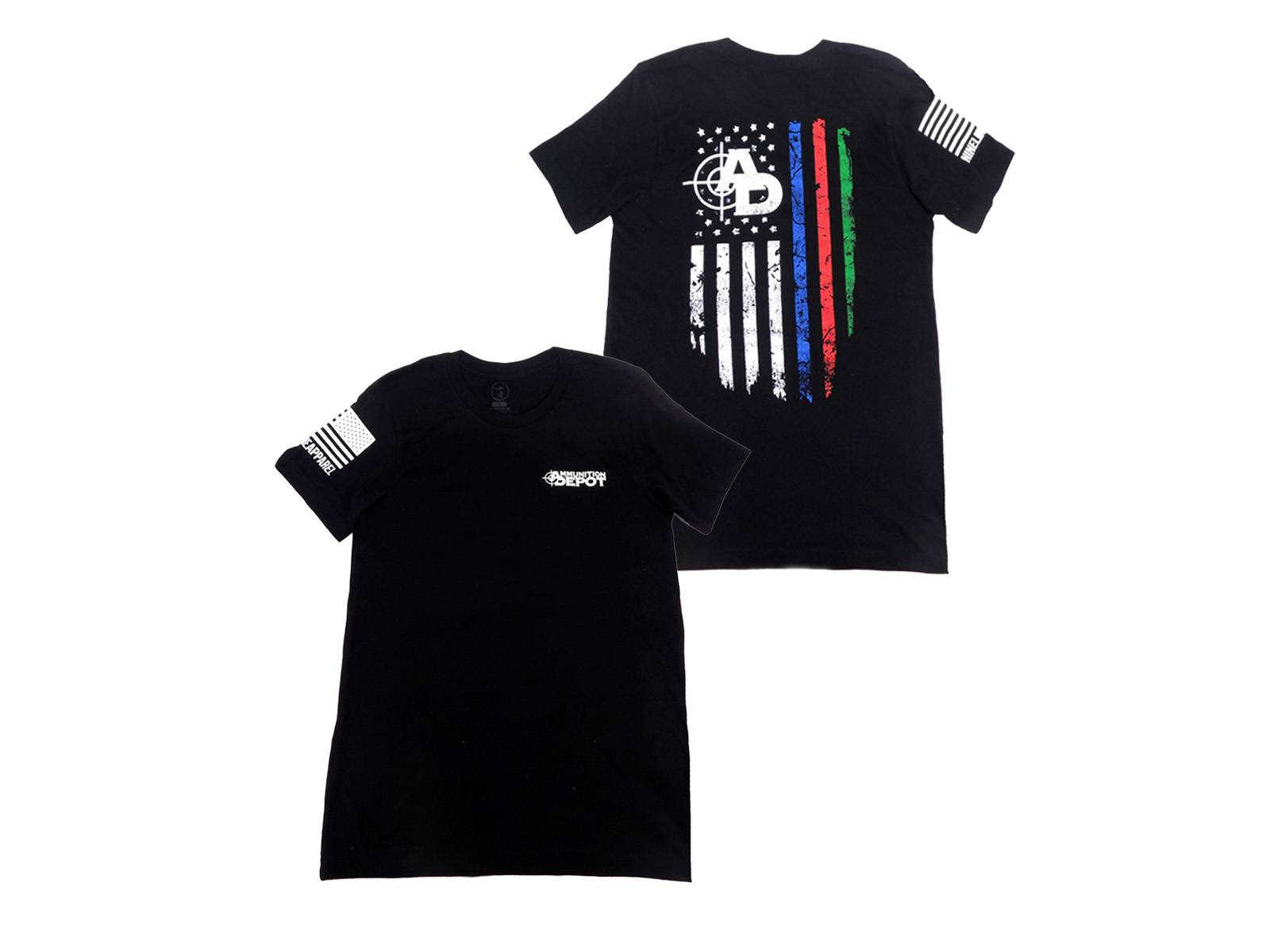 Ammunition Depot Nine Line Vertical Flag T-Shirt Black (L)