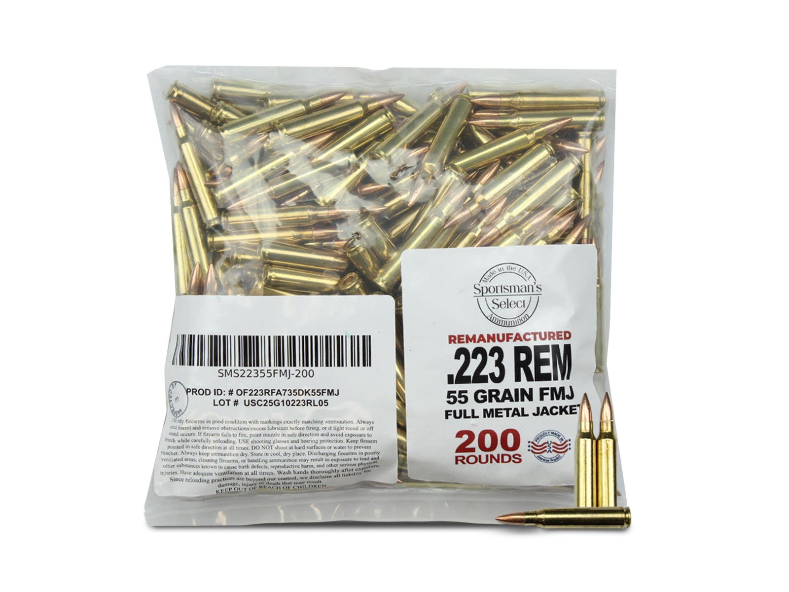 Ammo Deals of the Day 25 Sportsman's Select Remanufactured 223 Remington 55 Gr BTFMJ (200 Rounds)