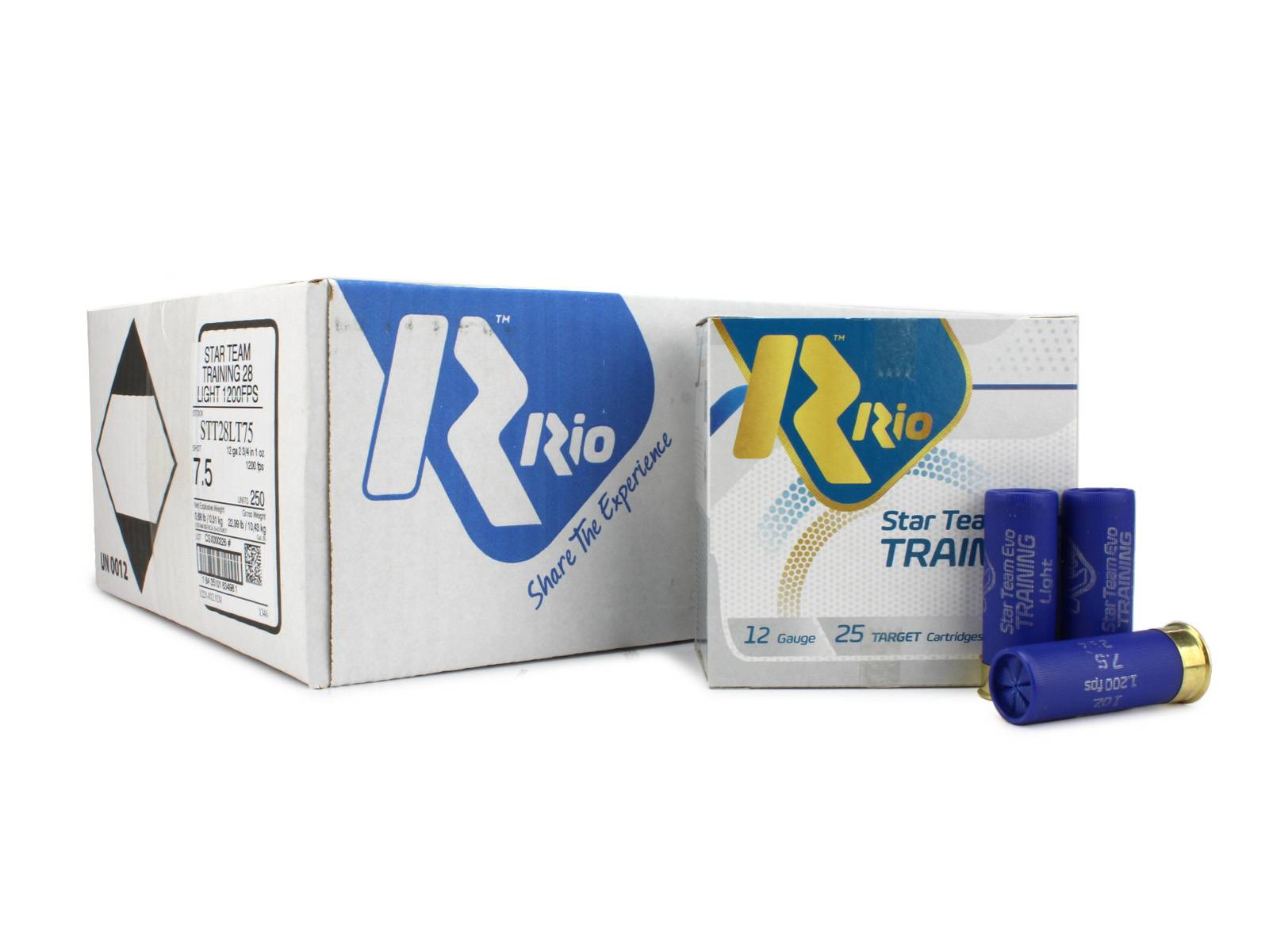 Rio Star Team Training 12ga Target Load 2.75 inch Shotgun Shells - #7.5 | 1 oz. | 1200 fps | 250rd Case (10 Boxes)
