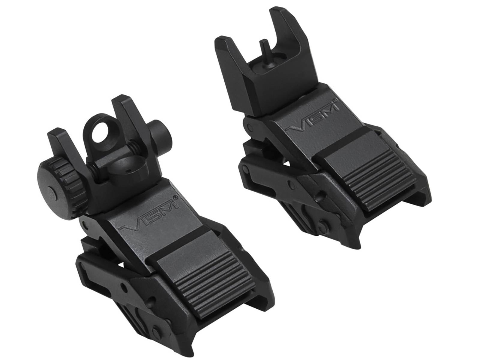 NC Star Vism Pro Series AR Flip Up Front and Rear Sights Black